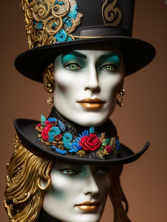 Fantastic Cake Top Hat Portrait in Hyperrealistic Detail