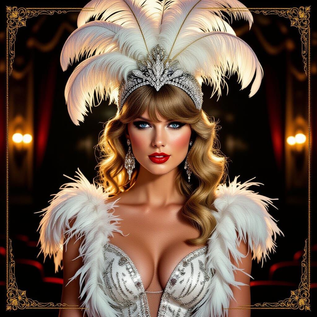 Taylor Swift as Vintage Showgirl on Album Cover