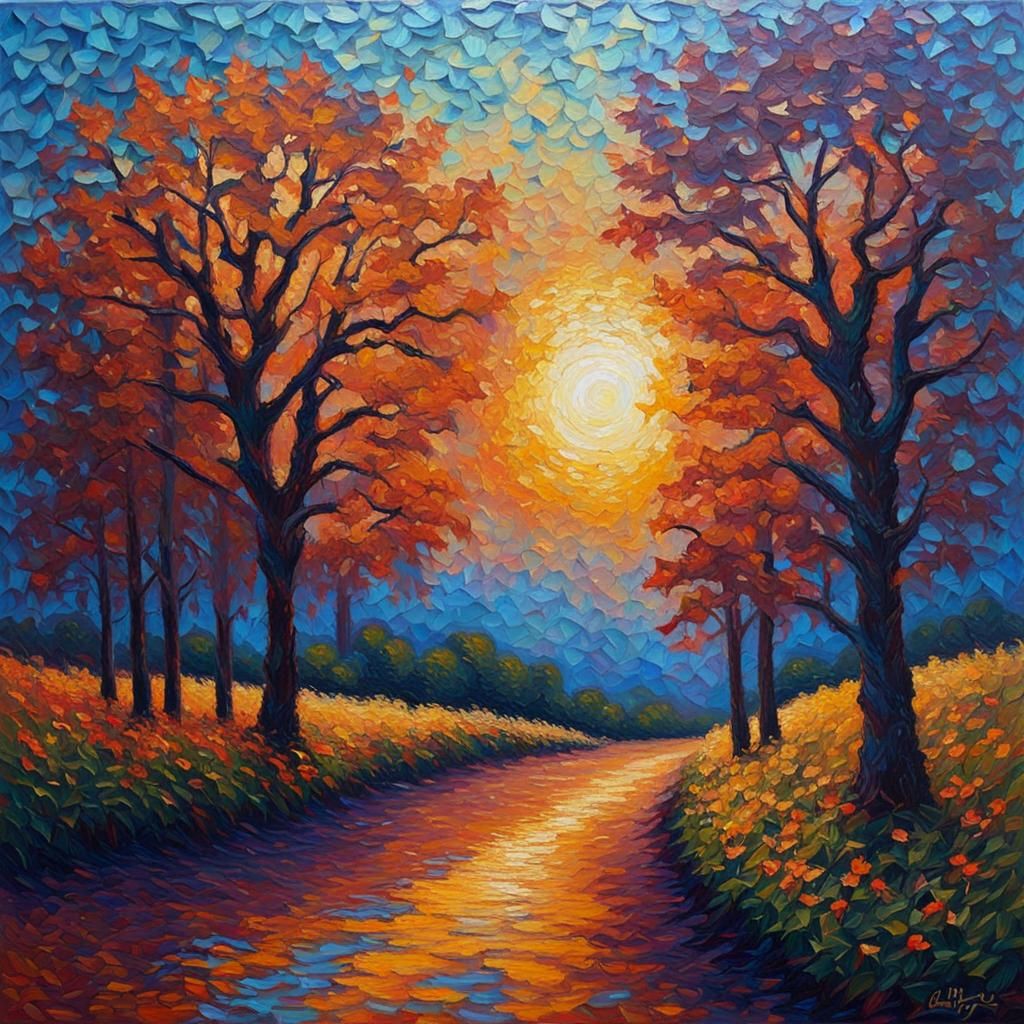 New Day Dawning: Neo-Impressionist Oil Painting