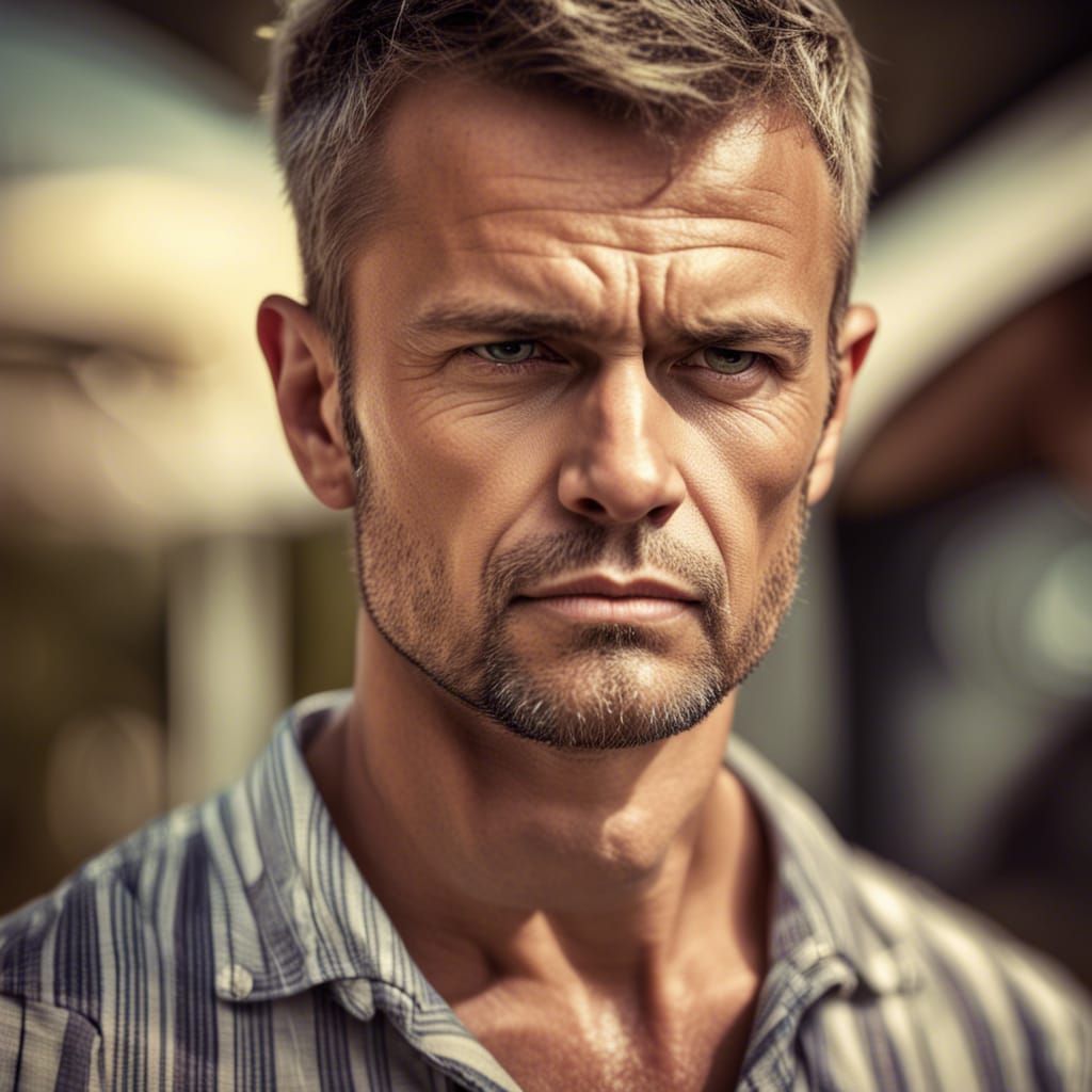 Handsome Grumpy Man Ready for Summer Romance