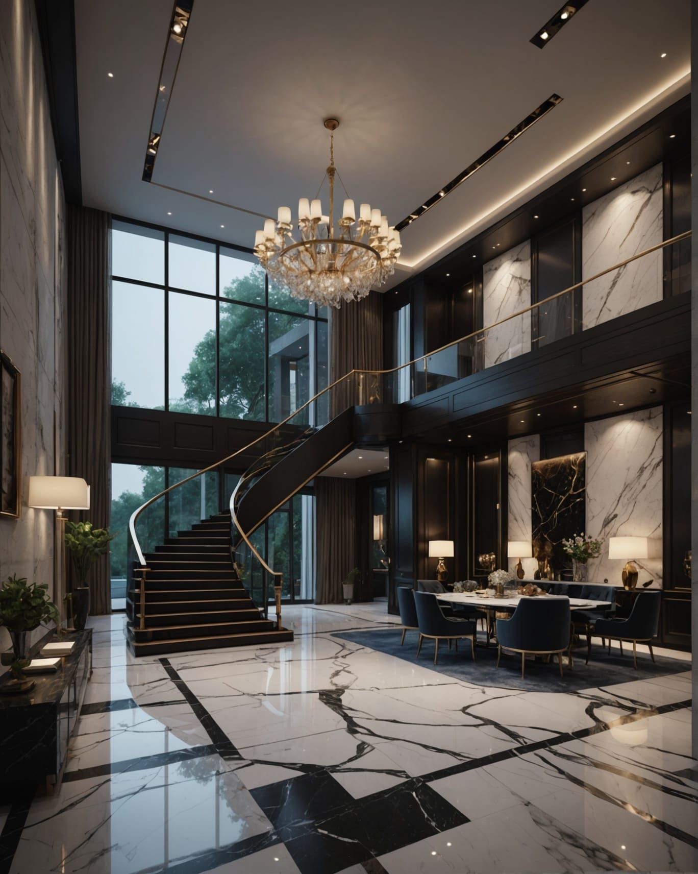 Luxury Modern Mansion Interior at Night in Unreal Engine