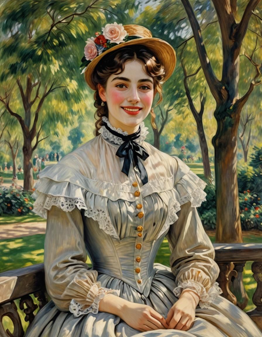 Victorian Romance Half Body Portrait in Impressionist Style