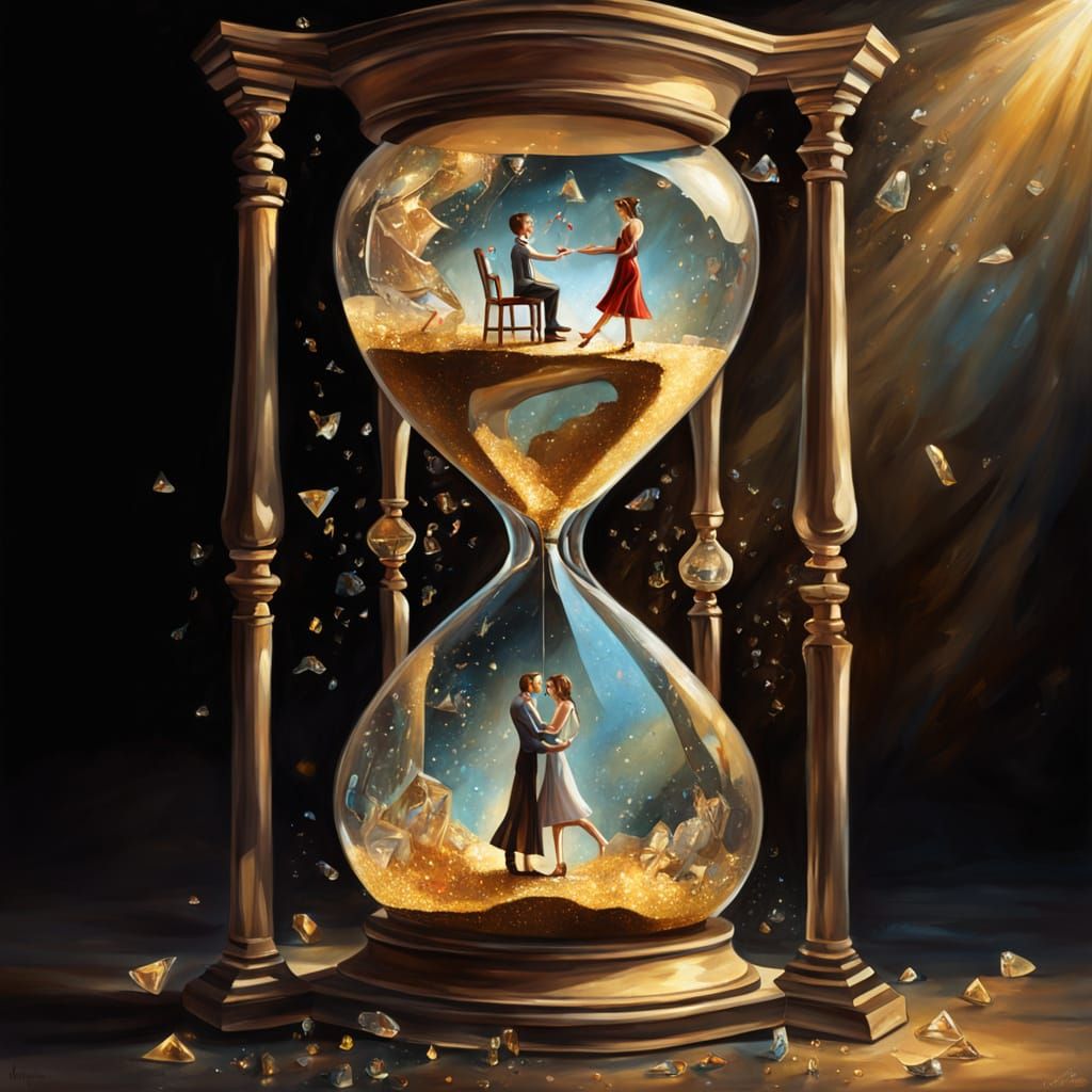 Surreal Oil Painting of Love's Ephemeral Journey