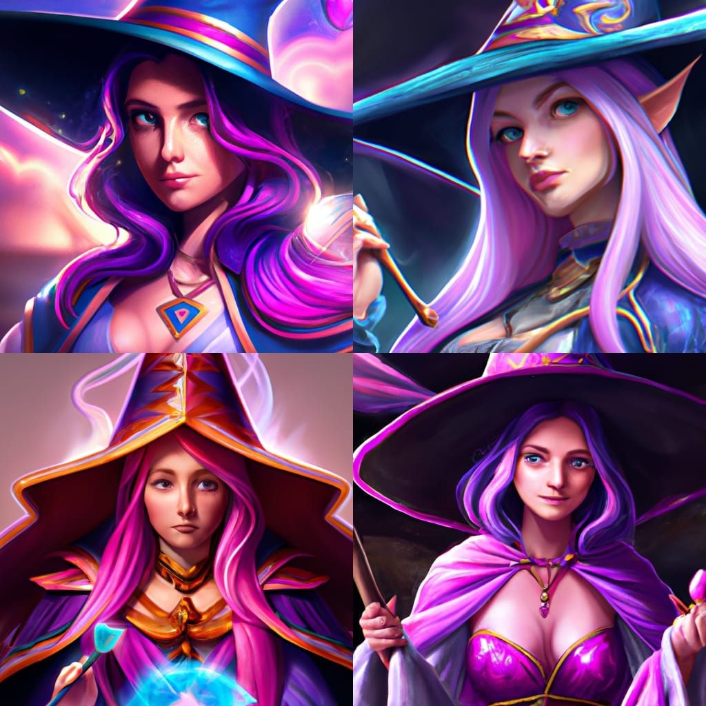 Mage with Pink Hair Concept Art Portrait