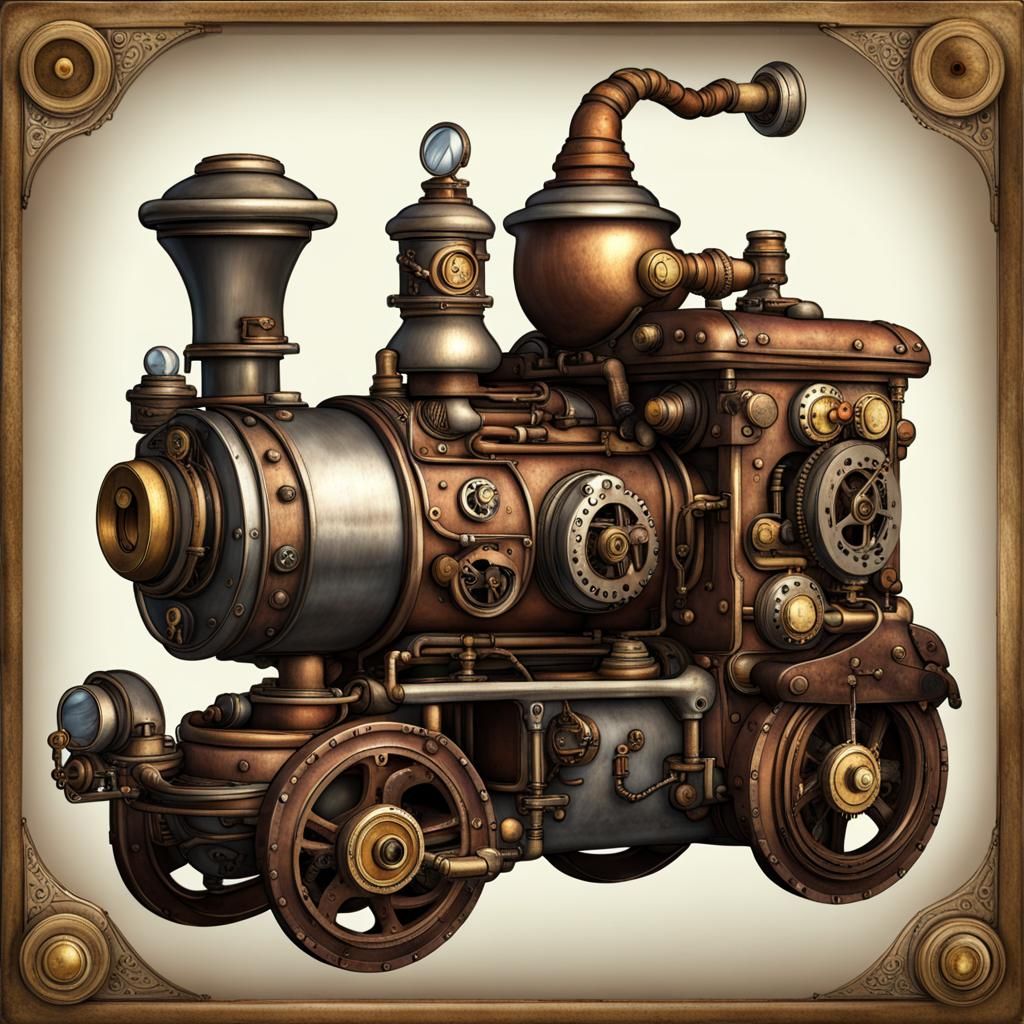 Steampunk Clockwork Wizard with Engine