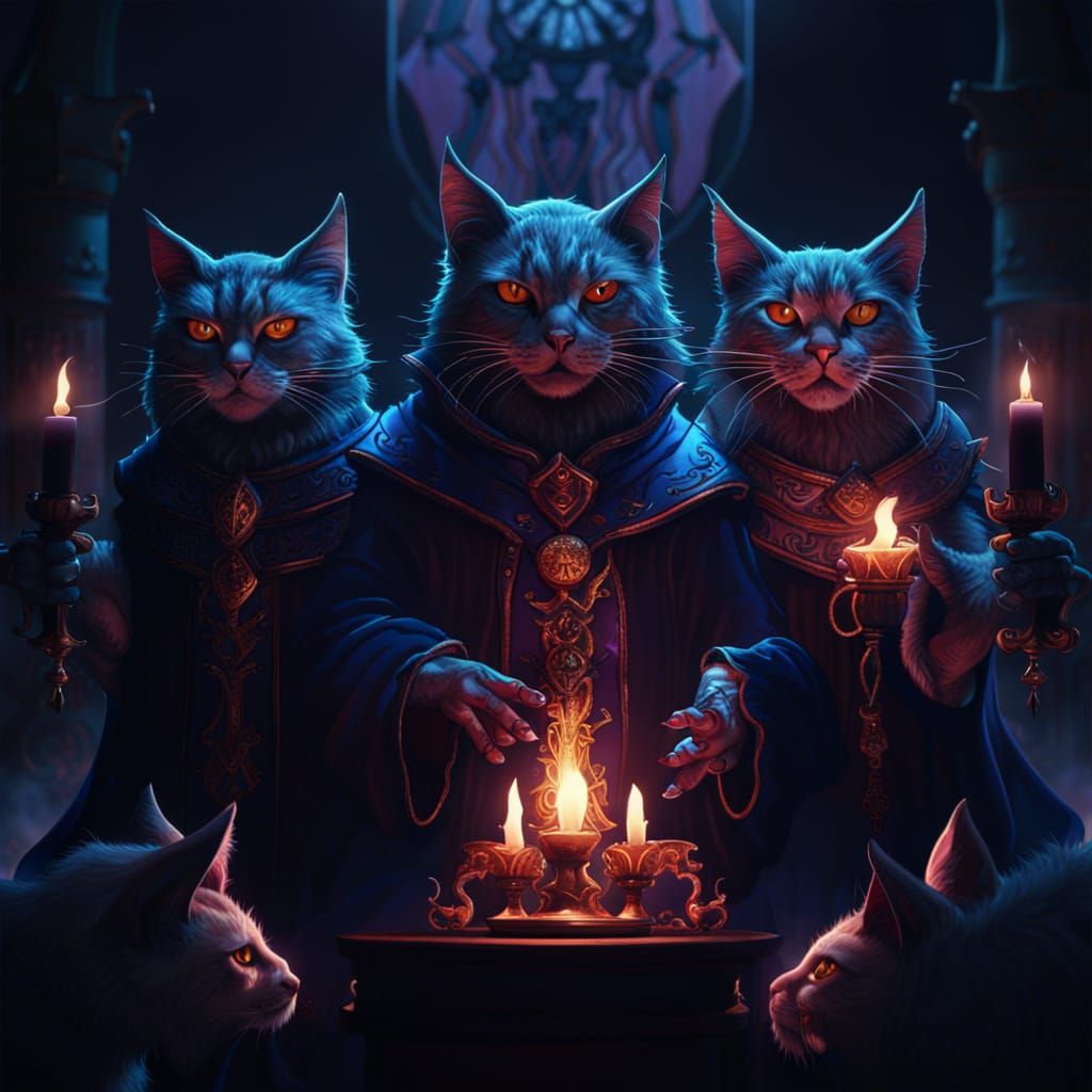 Cats Summoning the Devil: Detailed Matte Painting