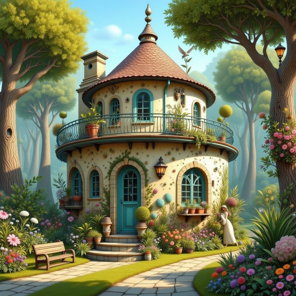 Whimsical Round Cottage in Lush Forest