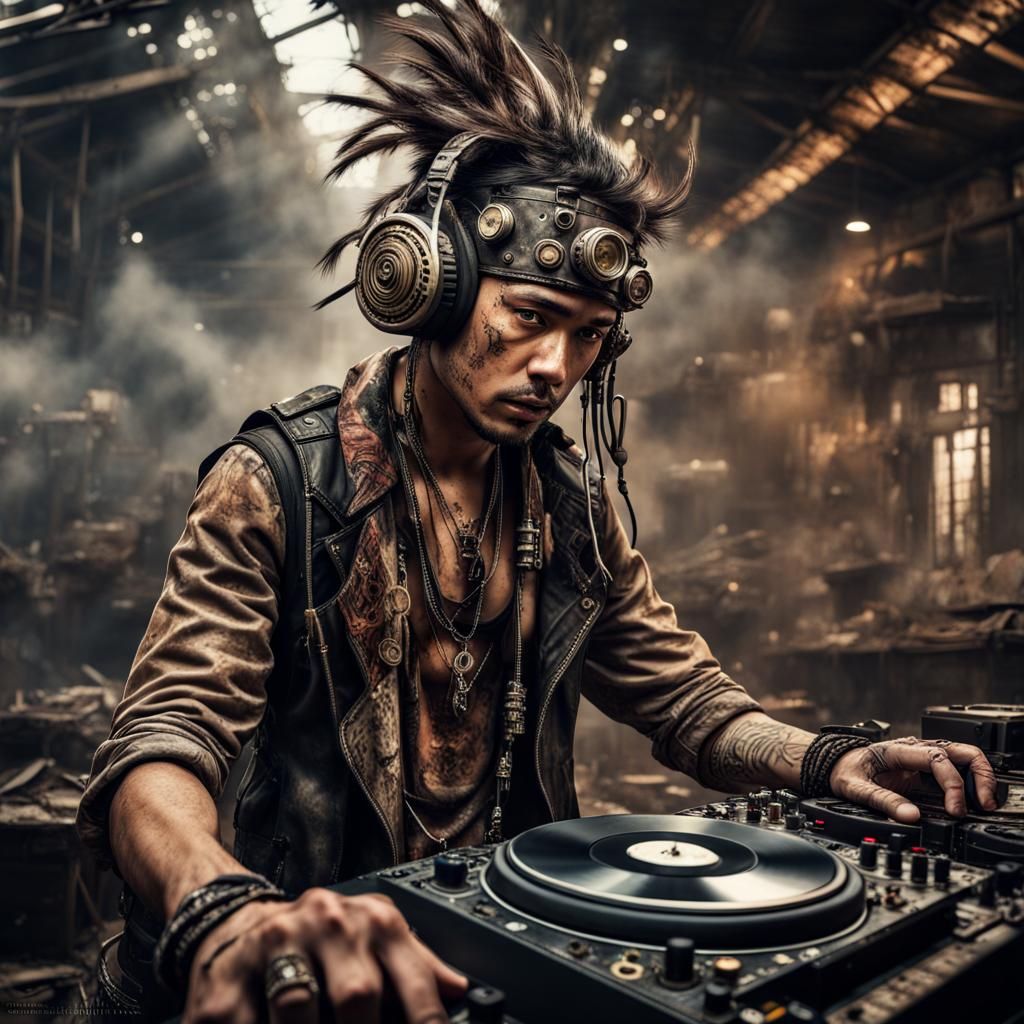 Steampunk DJ in Post-Apocalyptic Rave