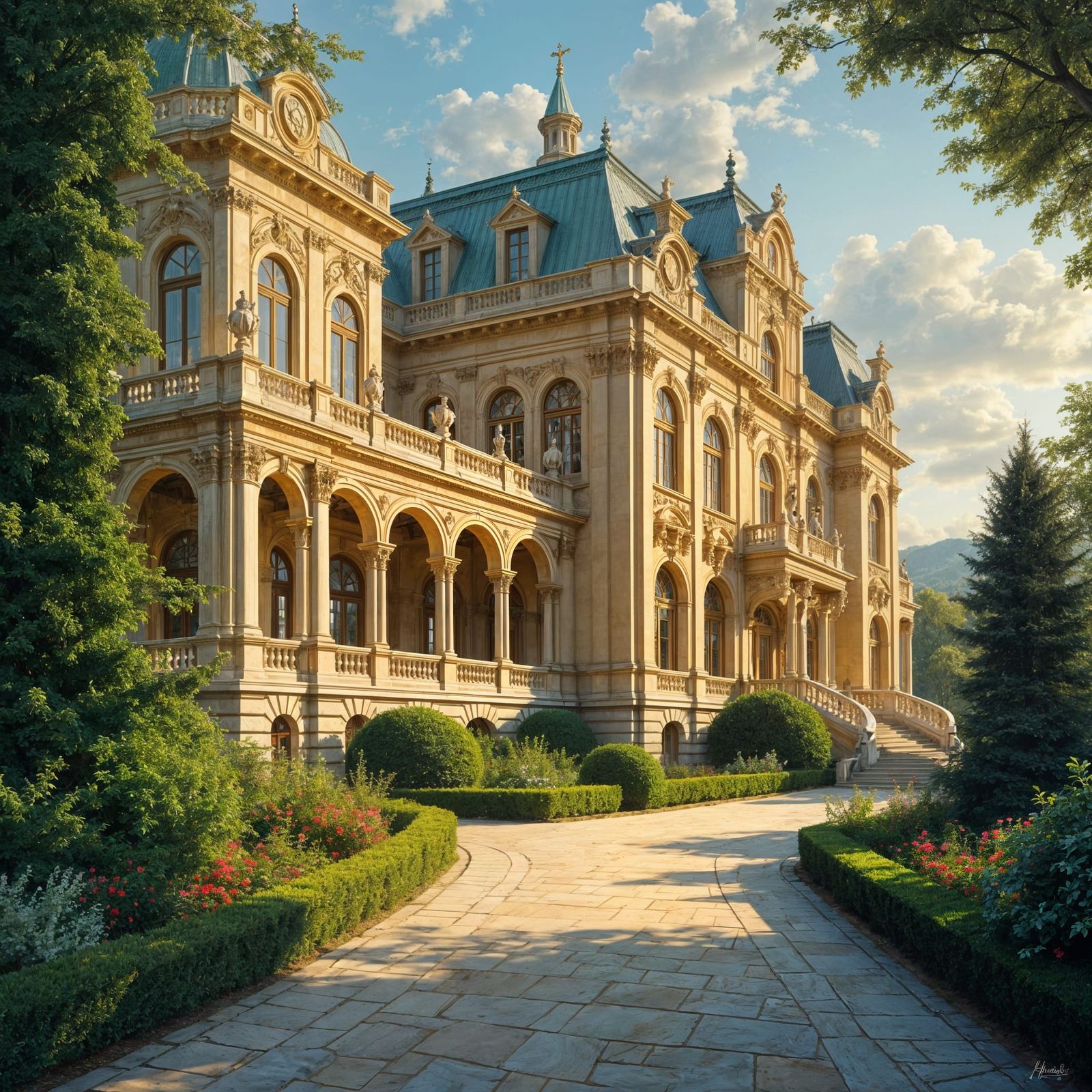 Vienna Mansion: Fine Architecture in Evening Light