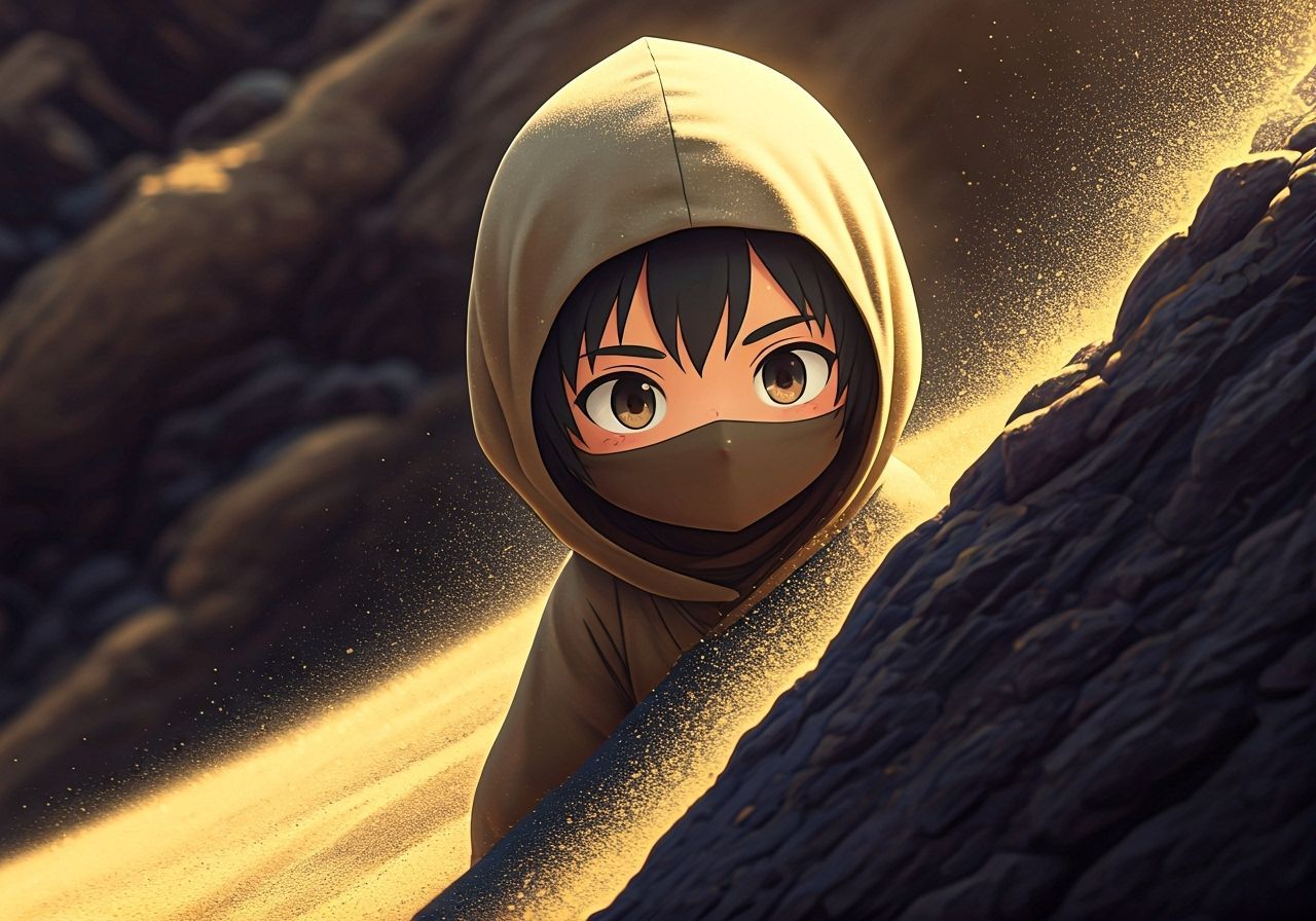 Kawaii Sand Ninja in Pixar Style