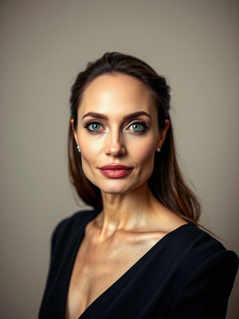 Angelina Jolie: Elegant Portrait in Studio Lighting