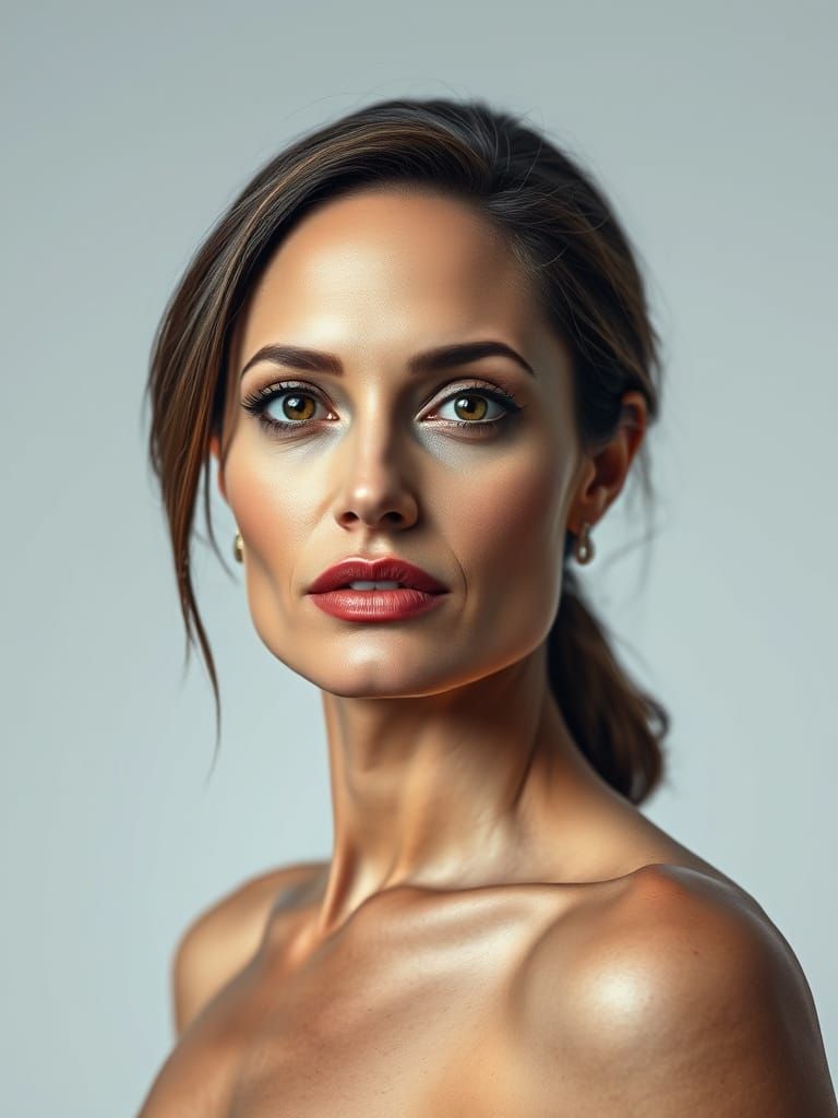 Angelina Jolie Portrait in Elegant Studio Lighting