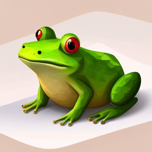Cute Frog in Retro Isometric Style