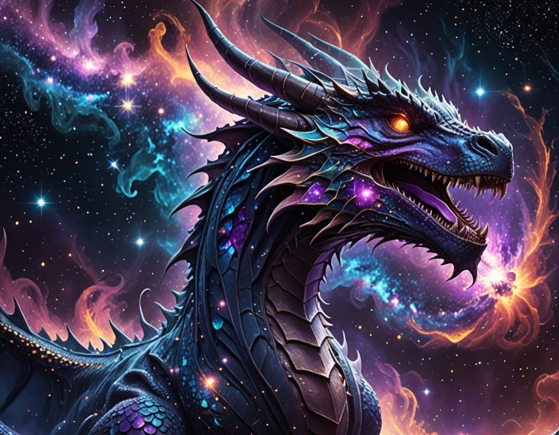Cosmic Dragon of Stardust and Nebula