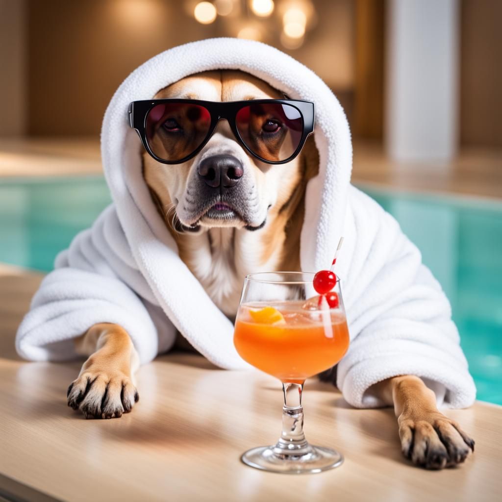 dog relaxing in spa wellness center