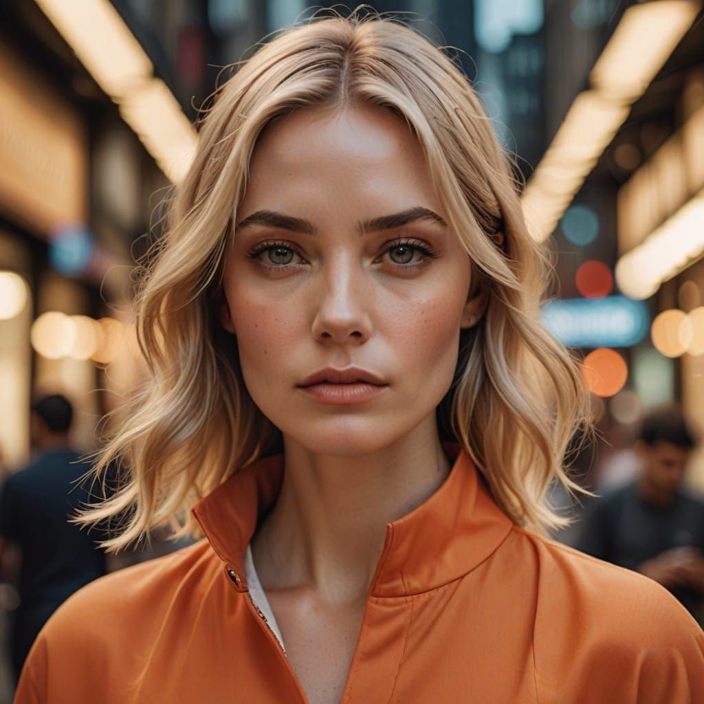 Elegant Woman in Orange Jumpsuit