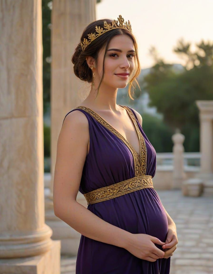 Elegant Ancient Greek Princess in Royal Regalia