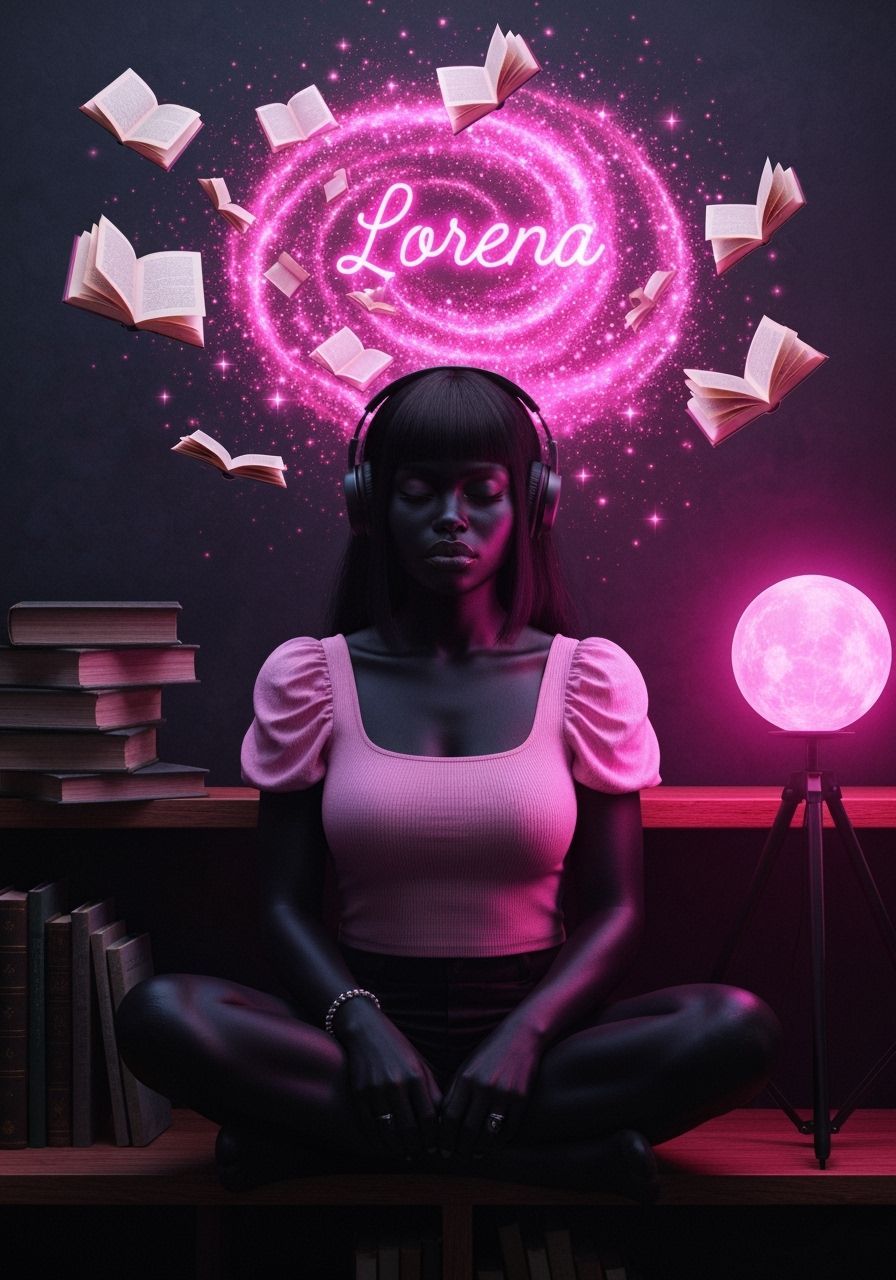 Mystical Portrait of Woman Emanating Pink Energy