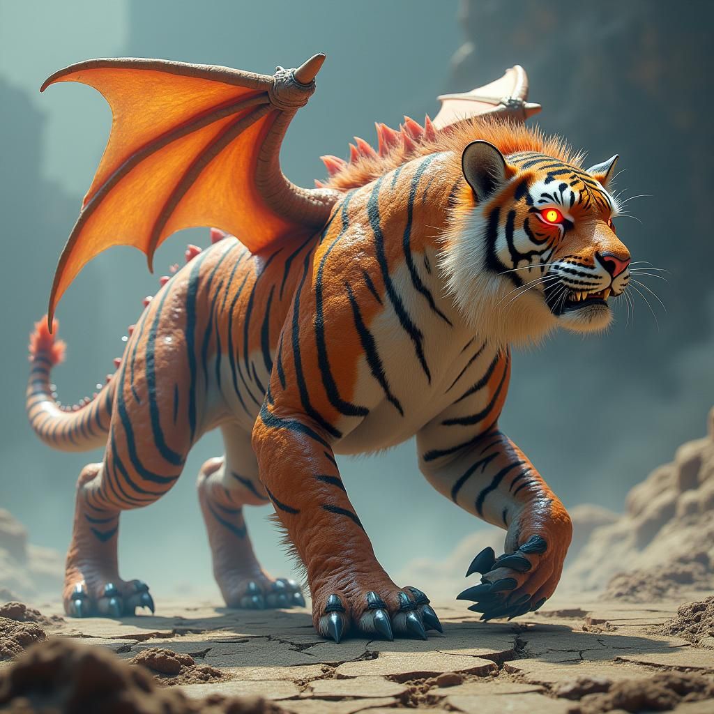 Regal Dragon-Tiger Hybrid on Barren Earth