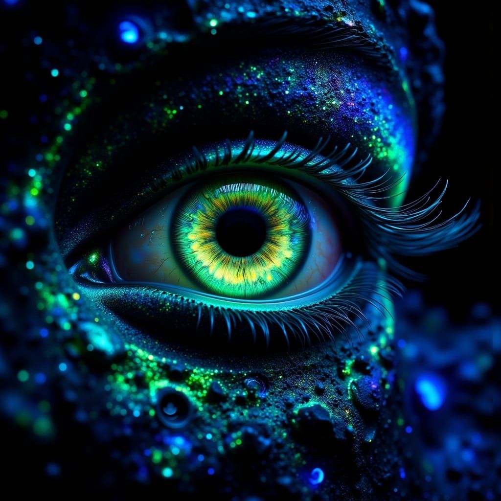 Glowing Cyberpunk Eye in Neon Noir Style