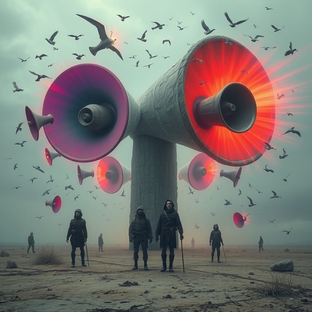 Colossal Stone Ear in Wasteland, Surreal Digital Art