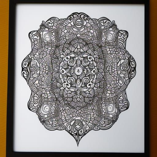 Abstract Acrylic Pour Art with Zen Tangles