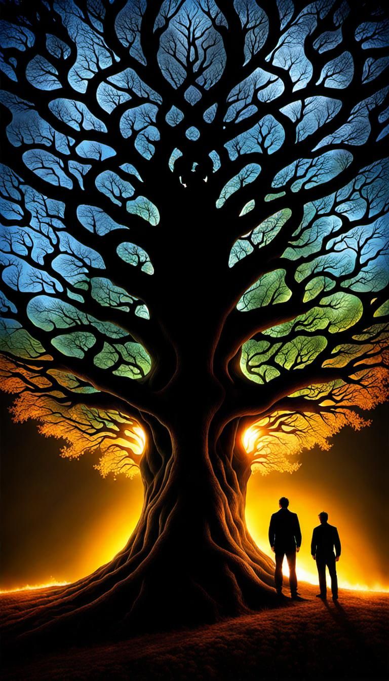 Tree-Human Hybrid with Fractal Branches and Electricity