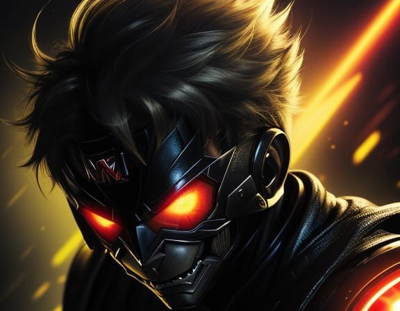 Child Superhero with Glowing Eyes in Golden Hour