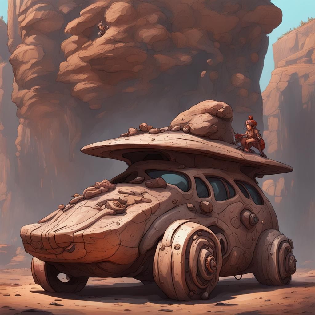 Cyberpunk Flintstones Car: A Retro-Future Mashup
