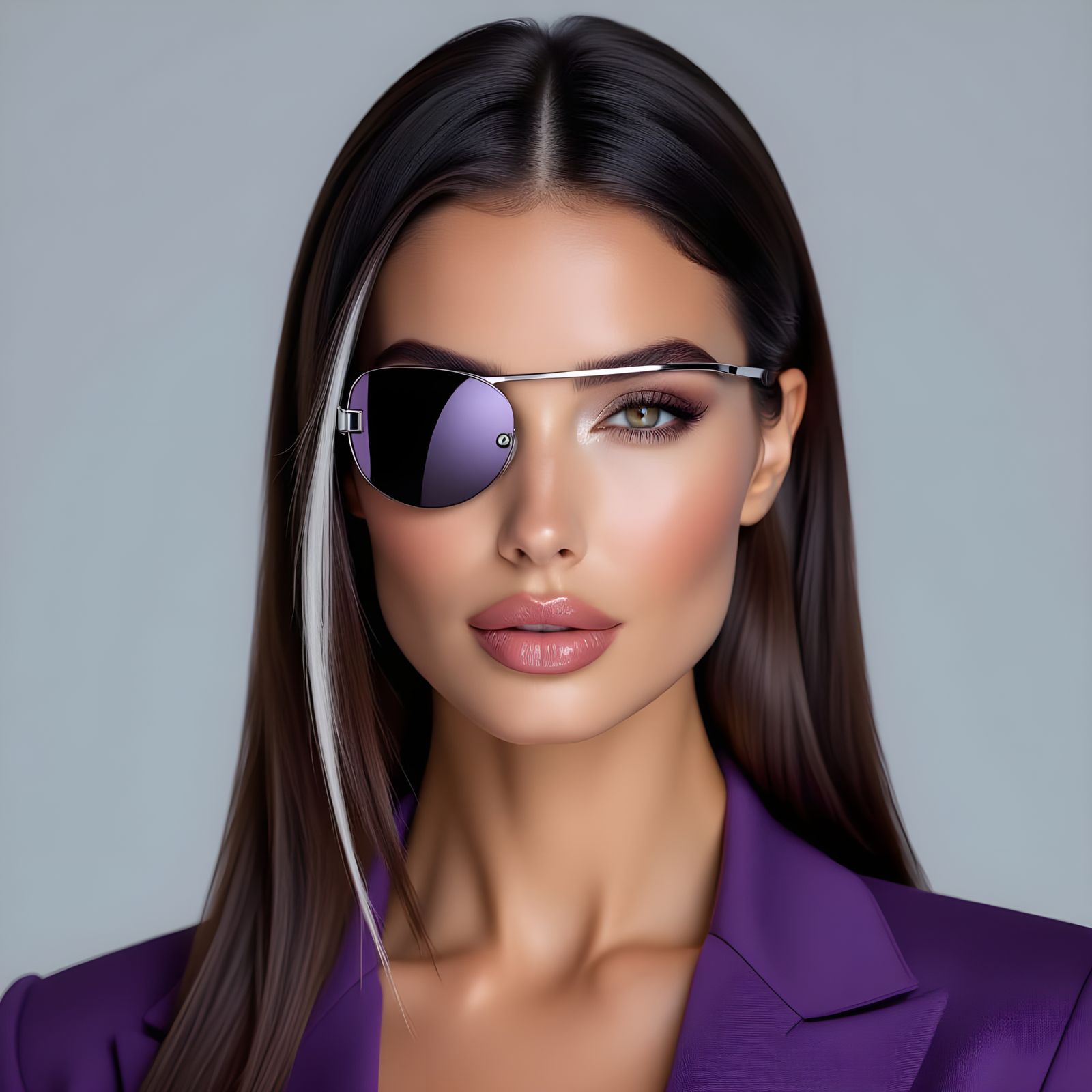 Confident Woman with Futuristic Eyepatch Portrait
