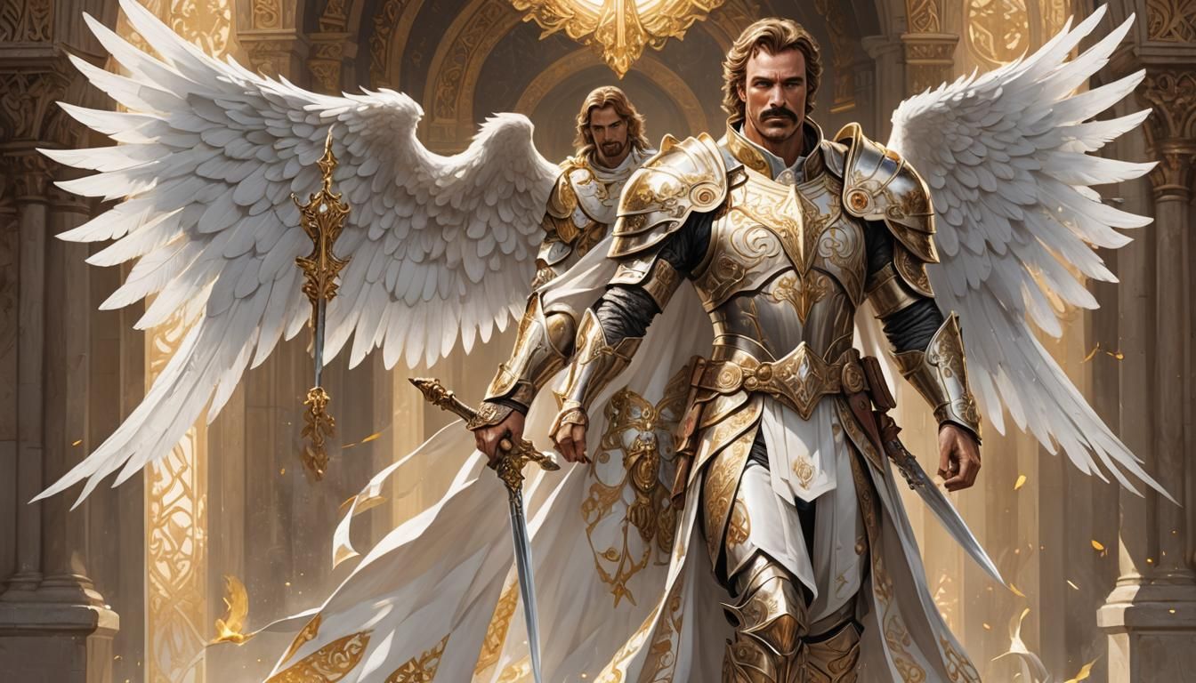 Aasimar Paladin Concept Art with White Wings
