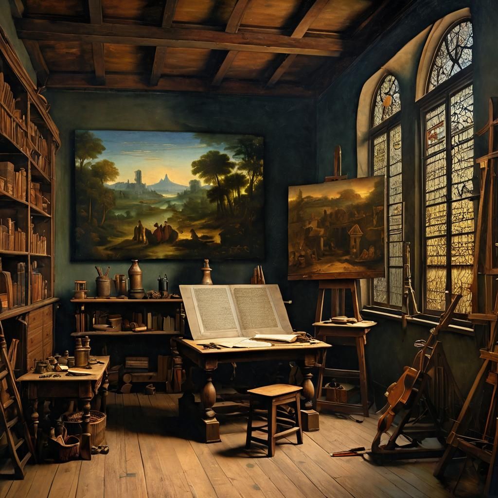 Renaissance Proportion Study in Neo-Impressionist Style