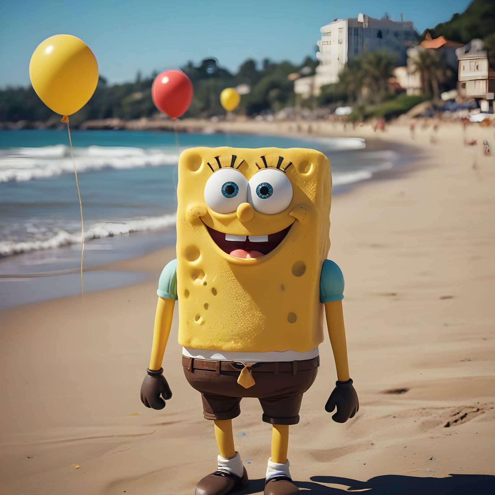 Realistic SpongeBob SquarePants in a Bikini Bottom Setting