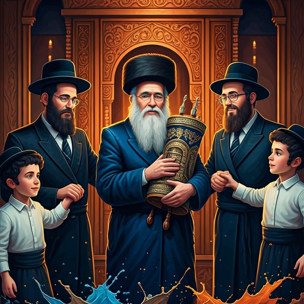 Joyous Dance Circle of Diverse Jewish People