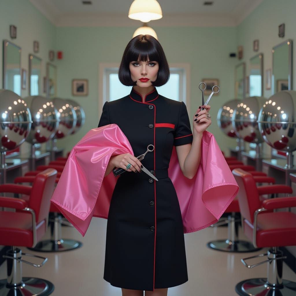 German Salon Stylist in Retro 1960s Salon