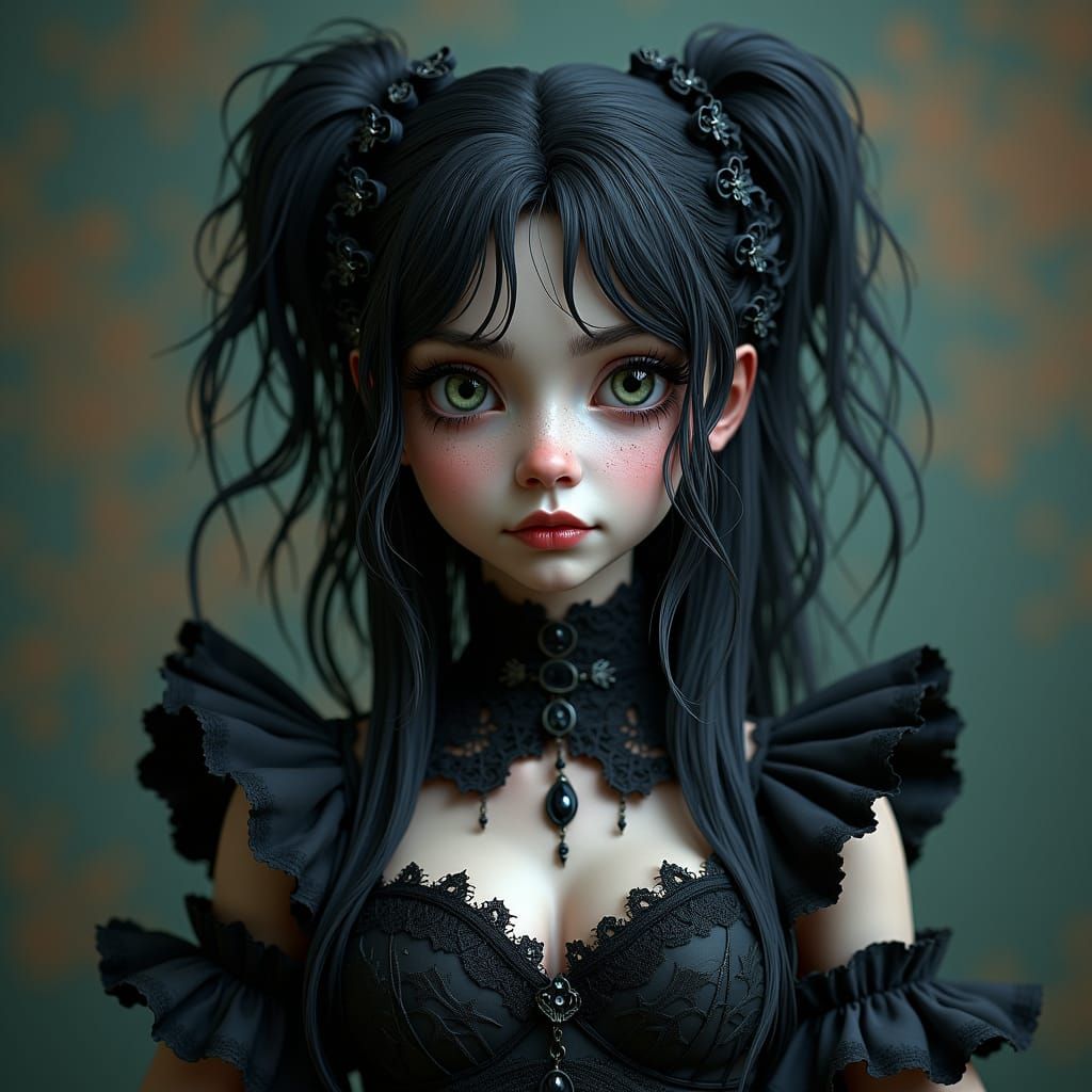 Punky Gothic Witch in Elaborate Goth Clothing