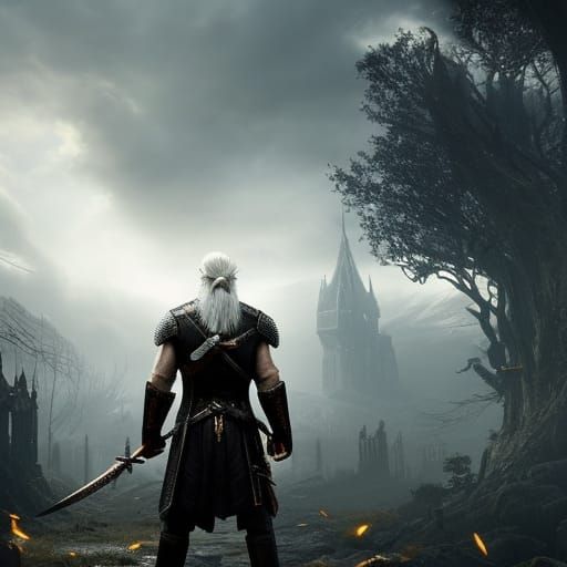 Geralt of Rivia: Hyperdetailed Dark Fantasy Masterpiece