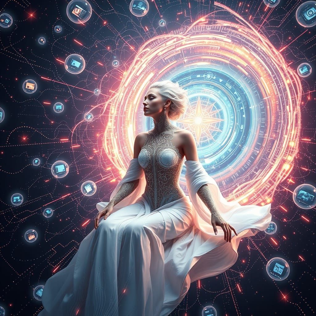 Half-Cybernetic Oracle in Quantum Vortex