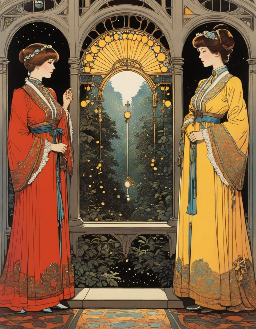 contrasting, early 1970s, starched