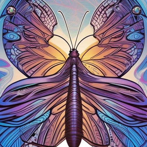 Butterfly Music Notes in Comic Book Art