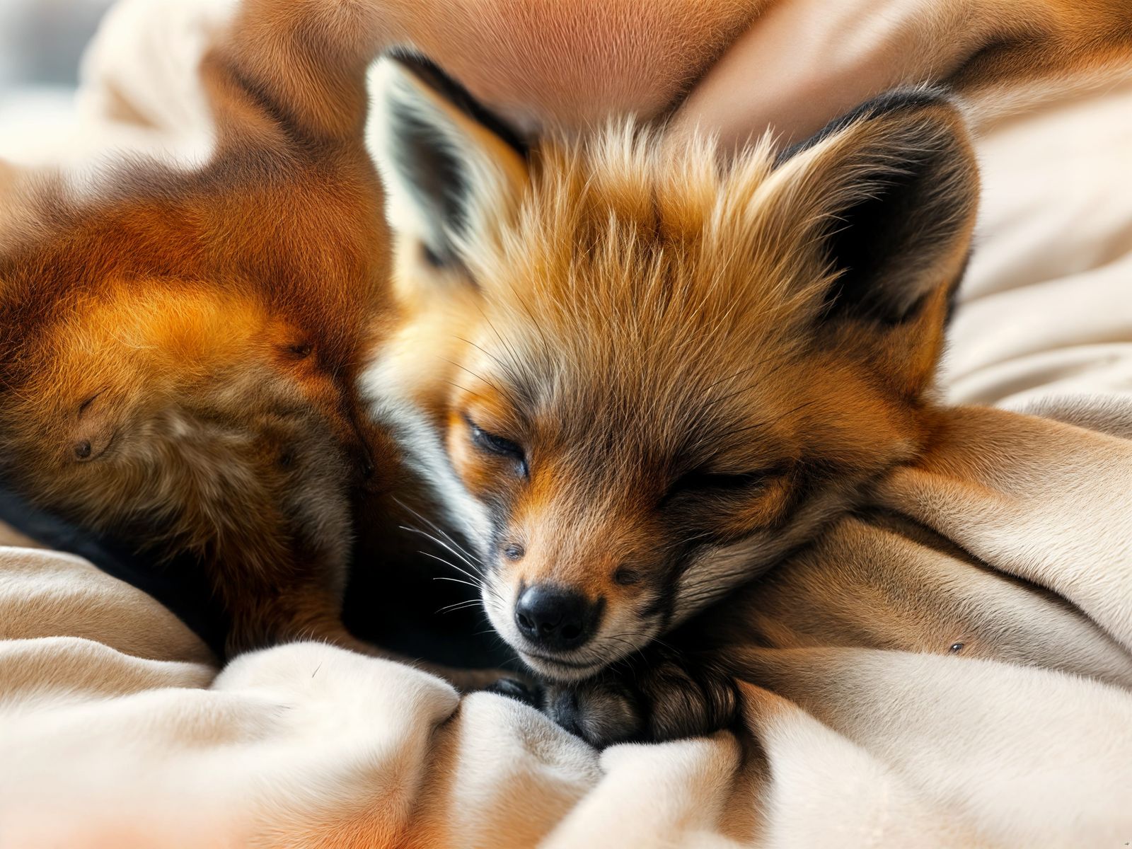 Sleeping Fox Cub in Cinematic Style
