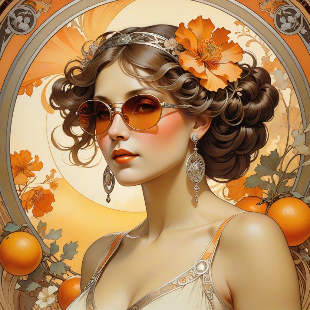 Elegant Woman in Art Nouveau Style