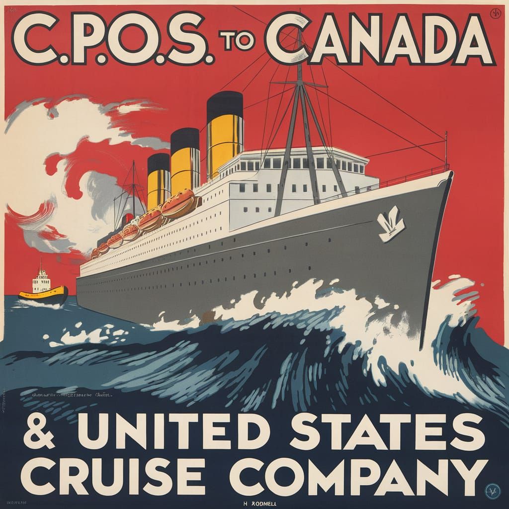 Vintage Cruise Ship Poster, Circa 1920