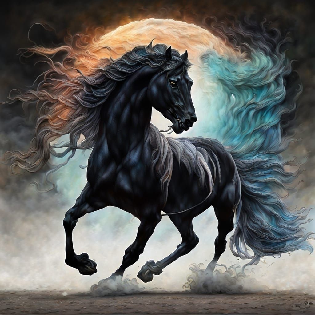 Surreal Stallion in Whirling Mane