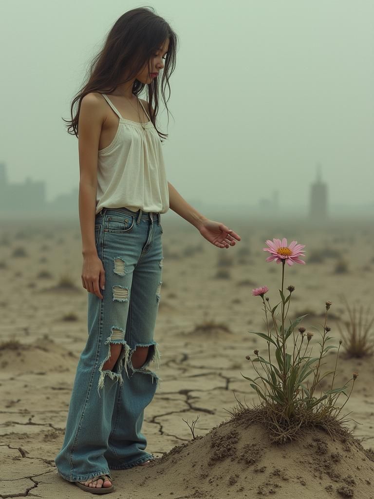 Post-Apocalyptic Woman Reaching for Hope