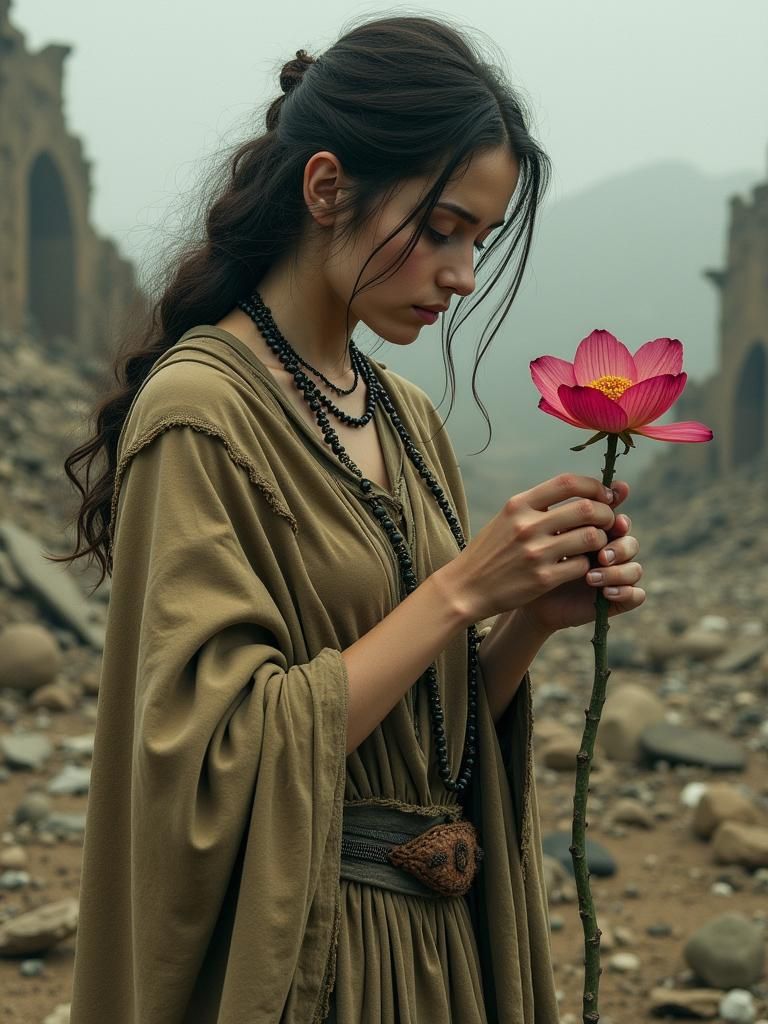 Hope Blooms in Apocalyptic Ruins: Digital Painting