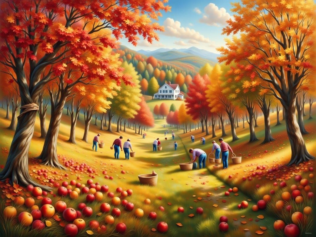 Autumn Apple Harvest in Regionalist Style