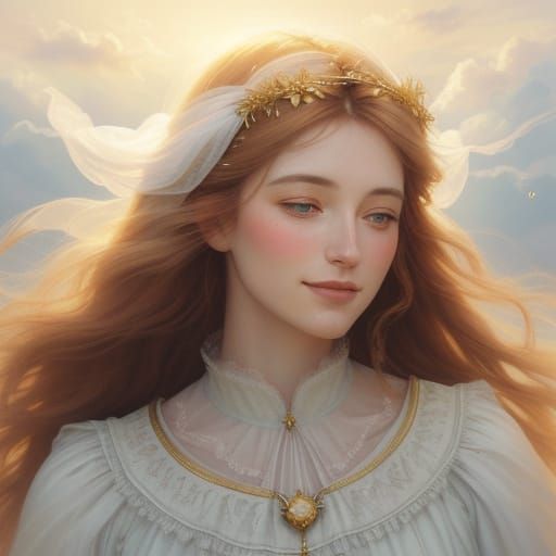 Ethereal Portrait of a Happy Woman in Divine Light