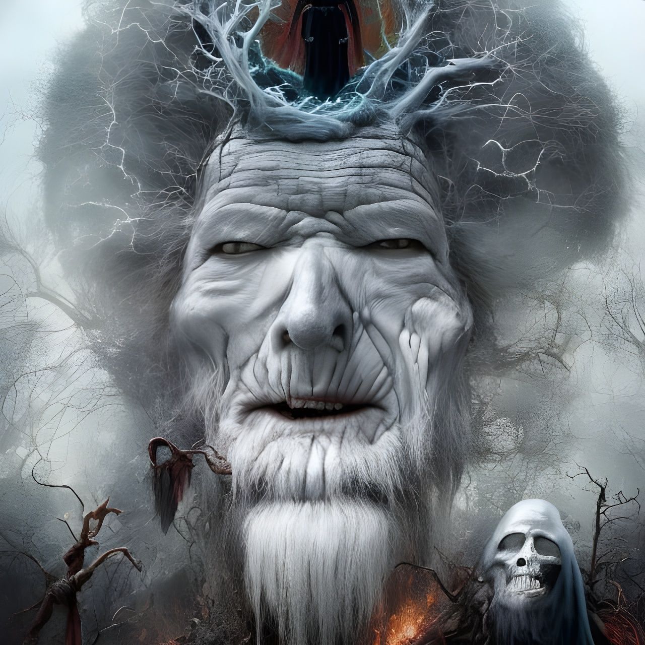 Raging Forest Man: Photorealistic Psychedelic Art