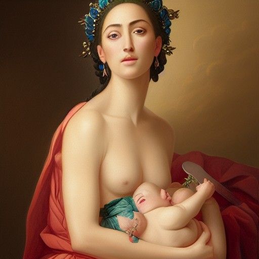 Ninhursag Portrait in Oil, Detailed Sumerian Goddess